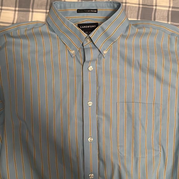 ✅ LANDS END Long Sleeve Non Iron Pinpoint Oxford Pinstriped Dress Shirt 17-36 - Picture 3 of 5